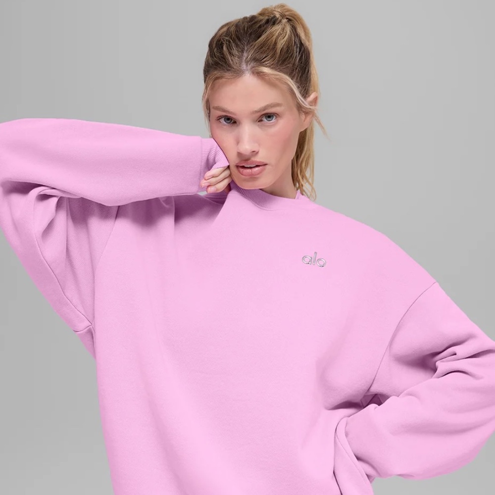 NWT Alo Yoga Accolade Crew Neck Pullover – Candy Heart Pink (S) SOLD OUT